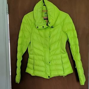 Neon green puffer jacket